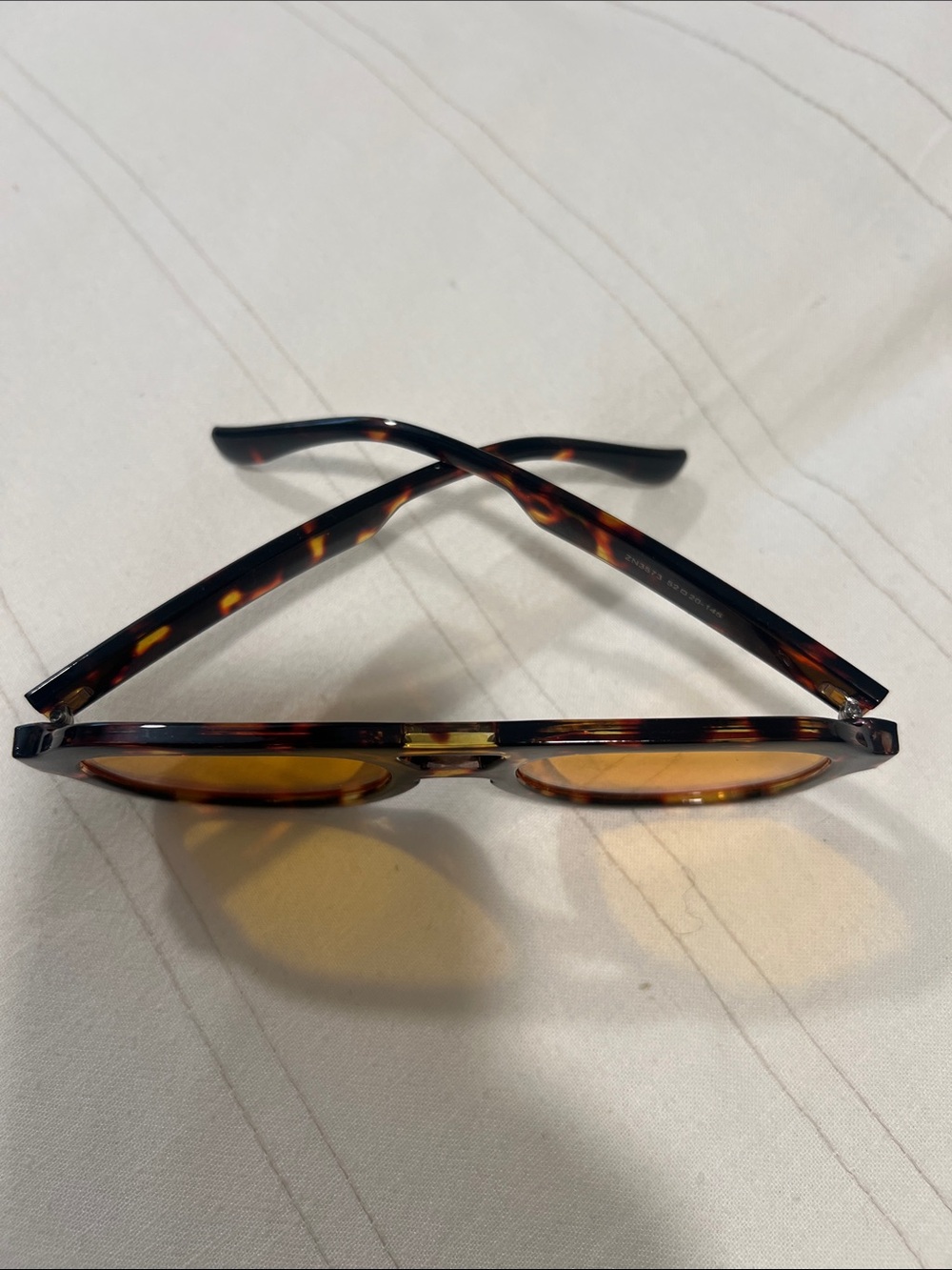 Tortoise Shell Sunglasses With Orange Lenses New Aviator Chunky Bold Unique - Picture 5 of 9